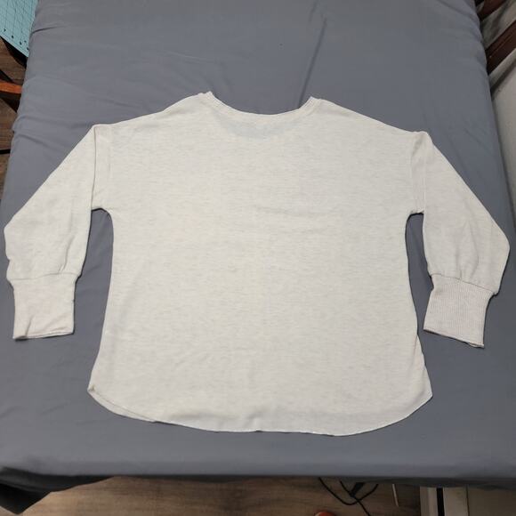 Democracy Top Women’s XL Crew Neck Long Sleeve Ribbed Pocket Ivory Soft Knit - Picture 3 of 9